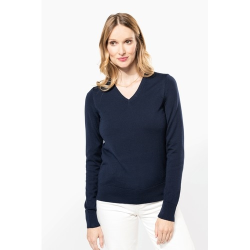 Pull Mérinos col V femme