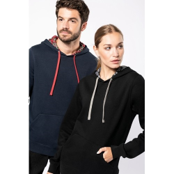 Sweat-shirt à capuche contrastée à motifs unisexe