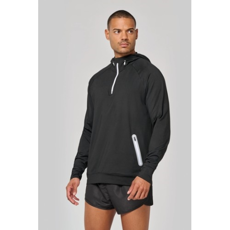 Sweat-shirt à capuche 1/4 zip sport unisexe