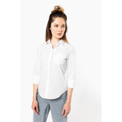 Chemise popeline polycoton manches 3/4 entretien facile femme