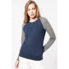 Sweat-shirt French Terry Bio bicolore col rond manches raglan femme