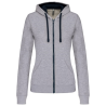 Sweat-shirt zippé capuche contrastée femme