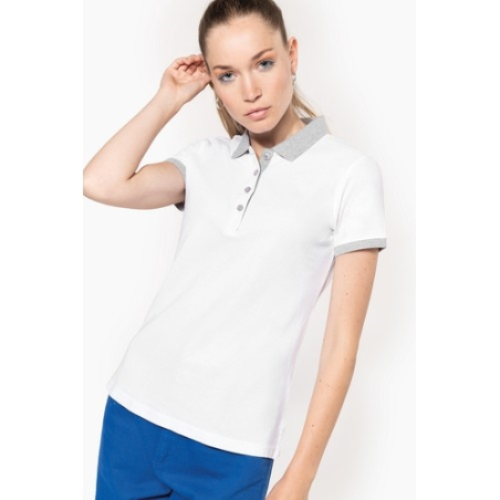 Polo piqué bicolore femme