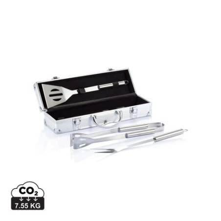 Set de 3 pcs pour barbecue en coffret aluminium