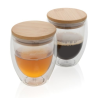 Set de 2 verres double paroi 250ml avec couvercle en bambou