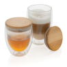 Set de 2 verres double paroi 250ml avec couvercle en bambou