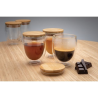 Set de 2 verres double paroi 250ml avec couvercle en bambou