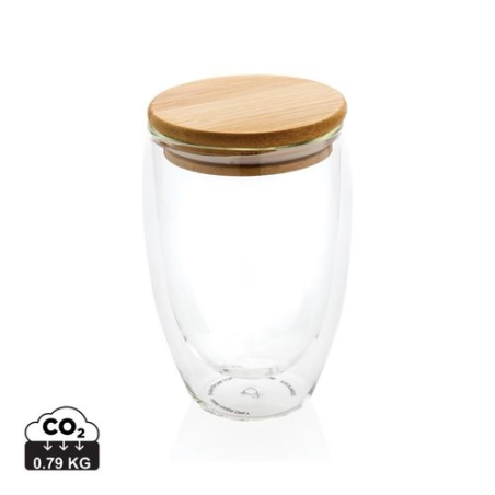 Verre double paroi 350ml avec couvercle en bambou