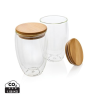 Set de 2 Verres double paroi 350ml avec couvercle en bambou