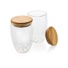 Set de 2 Verres double paroi 350ml avec couvercle en bambou