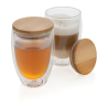 Set de 2 Verres double paroi 350ml avec couvercle en bambou