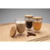 Set de 2 Verres double paroi 350ml avec couvercle en bambou