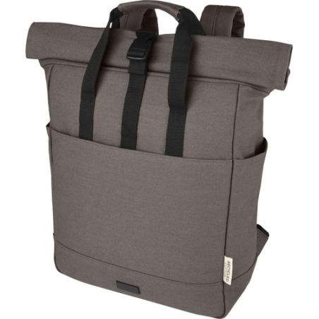 Sac à dos pour ordinateur portable Joey de 15 L en toile recyclée GRS 15 pouces avec dessus enroulable