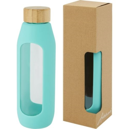 Bouteille Tidan de 600 ml en verre borosilicate avec grip en silicone