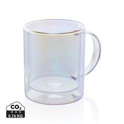 Mug double paroi en verre électroplaqué