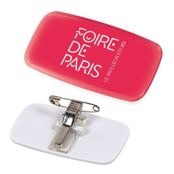 BADGE PLASTIQUE (PS) AVEC PINCE-EPINGLE POUR QUADRIDOME