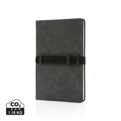 Carnet de notes A5 en PU avec porte téléphone et porte stylo