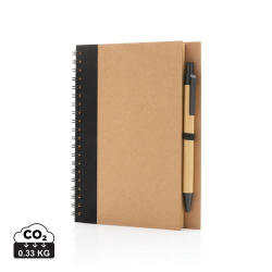 Cahier à spirales kraft avec stylo