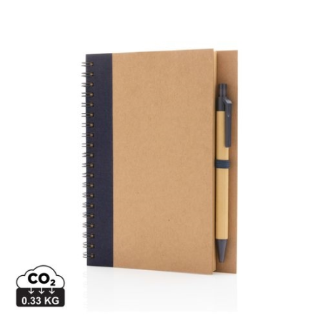 Cahier à spirales kraft avec stylo