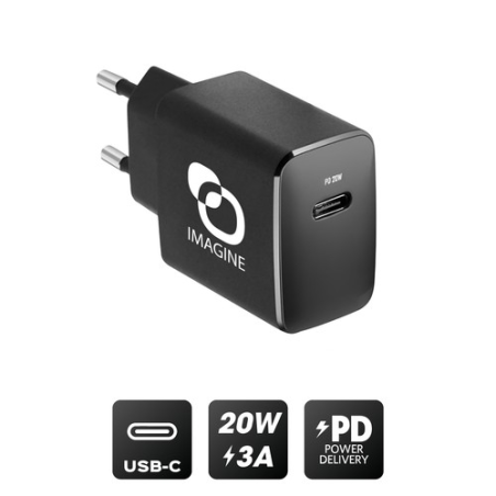 SHINCHAKU - CHARGEUR SECTEUR USB TYPE-C 20W POWER DELIVERY - NOIR