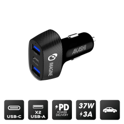 KURUMA - TURBO CHARGEUR ALLUME-CIGARE 37W USB-C + 2X USB-A 3 4A