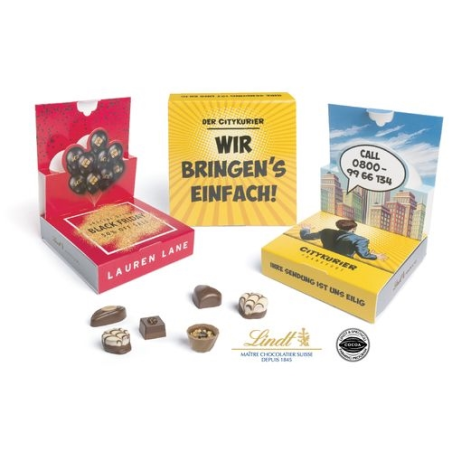 MINI PRALINES LINDT dans un étui Pop Up personnalisable