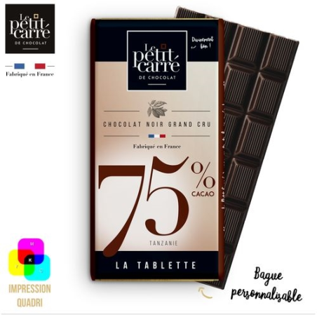 Tablette 90g 75% Tanzanie avec bague personnalisable