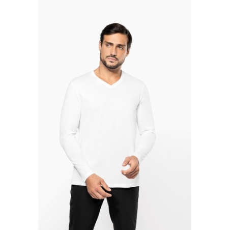 T-shirt Supima® col V manches longues homme