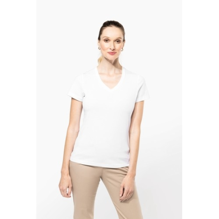 T-shirt Supima® col V manches courtes femme