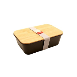 Bento 'Ikoma', blanc, avec couvercle en bambou