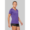 T-shirt de sport manches courtes col v femme