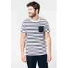 T-shirt rayé marin avec poche manches courtes homme